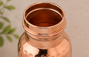 Copper <b>Water</b> <b>Bottle</b> Handcrafted Hammered Finish Portable Minimalist Design Travel Use - Product Image 3