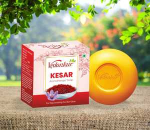 Vedankur Kesar Aromatherapy <b>Soap</b> Bar Kesar Extract Cake-Shaped Antiseptic Oil Control for Rejuvenating Skin Glow Suitable for - Product Image 1