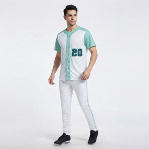 Vêtements de sport personnalisés pour hommes, respirants et anti-transpiration, pour le baseball, en gros, haut court à col en V - Product Image 6