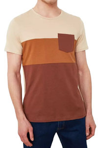 Camisetas al por mayor con cuello redondo, ropa informal, camisetas de alta calidad para hombre, diseño de moda urbana con bolsillo, camisetas con cuello redondo. - Product Image 3