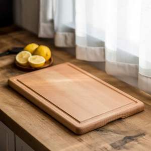 Tabla de cortar de madera duradera para cocina, para cortar verduras, carne y frutas, tabla de madera natural gruesa y resistente. - Product Image 5