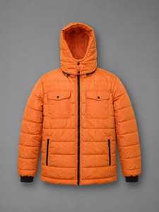 CHAMP KING Veste matelassée orange pour homme, col rabattable, fermeture éclair - Product Image 1