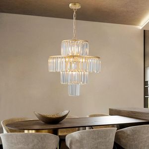 Lampadario Moderno in Cristallo da 20 Pollici con Elegante Lampada a Sospensione a 4 Livelli Finitura Oro per Sala da Pranzo e Soggiorno - Product Image 4