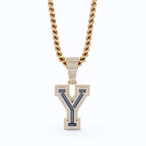 Collier avec pendentif lettre Y personnalisé, argent 925 plaqué or, charme en moissanite, bijoux hip hop, cadeau - Product Image 1