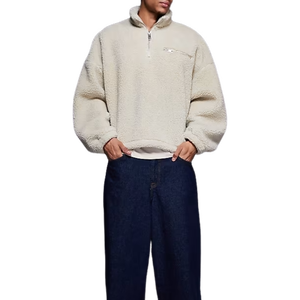 Unisex for <b>Sherpa</b> <b>Fleece</b> Jacket Half Zip Stand Collar Thick Loose Fit Pullover Anti-UV Eco-Friendly Breathable Winter - Product Image 5