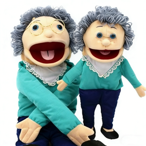 Marioneta de mano personalizada de abuela, marioneta ventriloquista de anciana, set de marionetas de peluche de abuela - Product Image 1