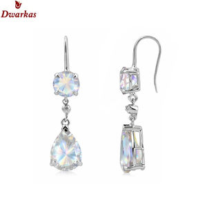 Pendientes elegantes y modernos para mujer, rodio, plata de ley 925, peridoto, ónix verde, circonita cúbica, pendientes con múltiples piedras preciosas, regalo para fiesta de aniversario - Product Image 4