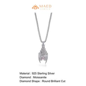 Pendentif Charme Aile de Chauve-Souris en Argent 925 et Moissanite, Collier Hip-Hop, Bijou de Luxe Streetwear, Cadeau Unisexe - Product Image 6