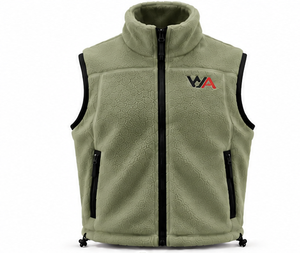 Gilet Premium Homme Vert Olive en Polaire, Col Montant Zippé, Motif Géométrique en Relief, Sans Manches, Haute Qualité OEM - Product Image 1