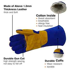 Guantes de seguridad, guantes de trabajo resistentes a cortes, guantes de cuero de vaca - Product Image 3