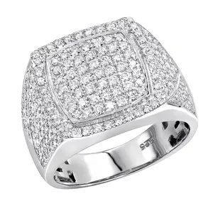 Anillo de Diamantes EtherStar de 1.25ct para Hombre, Oro, Corte Cuadrado, Halo, Pavé, Diseño Iced Out, Tipo Signet - Product Image 1