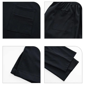Unisex Woven Medical Scrubs Uniform Set V-Neck <b>Top</b> Multi-Pocket Elastic Waist Pants Hospital Uniform - Product Image 4