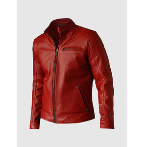 Chaqueta de Motociclista para Hombre, Estilo Urbano, Piel de Oveja, con Ribete de Piel, Cuello Camisero, Cierre de Cremallera, Colores Personalizados, para Invierno - Product Image 5