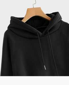 Sweat-shirt à capuche en molleton noir pour homme, coupe classique, couleur unie, hiver, 100% coton respirant, ODM - Product Image 3