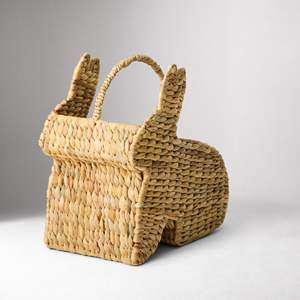 Sisu Handicraft Cute Joyful Rabbit Shape Natural Rattan Eco-Friendly <b>Easter</b> <b>Basket</b> <b>Gift</b> Decorative Toy Holder Handle - Product Image 4