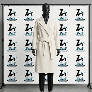 Manteau long en laine mélangée pour femme, design personnalisé, double boutonnage, col cranté, chaud pour l'hiver, avec ceinture, vêtement d'extérieur - Product Image 1