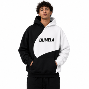 Sudadera con Capucha Dumela Color Blocking para Hombre, Oversize, de Algodón French Terry, con Bolsillo Frontal, Estilo Casual para Otoño - Product Image 3