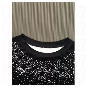 Camiseta con estampado de diamantes de imitación y estrellas brillantes para hombre, camiseta informal de manga corta con cuello redondo, camiseta gráfica brillante, ropa de calle ligera para fiesta y club - Product Image 5