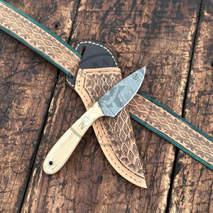 Cuchillo de caza Damascus Bull Cutter con mango de hueso personalizado, espiga completa, OEM, alta calidad, para camping y caza al aire libre, AR KNIVES - Product Image 5