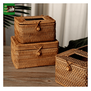 Boîte à mouchoirs en rotin, fabriquée avec un tissage de rotin durable pour l'organisation des mouchoirs sur la table et la décoration de la maison, origine Vietnam. - Product Image 1