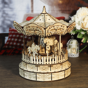 Carillon a giostra in legno fatto a mano con puzzle # # # #   Regalo giocattolo per le vacanze e i compleanni dei bambini - Product Image 6