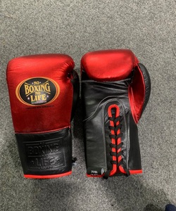 Top Selling No Boxing No Life Mexican <b>Red</b> Black Leather Boxing Gloves Lace-Up Training Sparring Gloves for Adults - Product Image 1