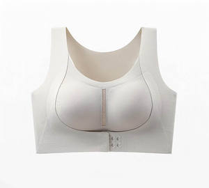 Sujetador deportivo transpirable de encaje simple con cierre cruzado frontal para mujer de talla grande, con hebilla lateral ajustable, sin aros, cómodo para yoga y deporte. - Product Image 3