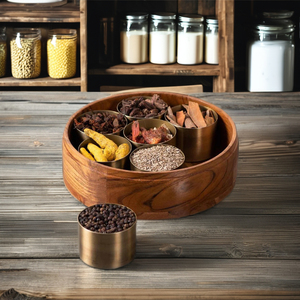 Masala <b>Box</b> For Kitchen <b>Spice</b> <b>Box</b> Storage/Organizers Petti For Kitchen Wooden Stainless Steel Masala <b>Box</b> with 7 Jars Container - Product Image 5
