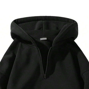 เสื้อฮู้ดซิป 1/4  ผ้าฝ้าย 100% ดีไซน์โดดเด่น ทรงโอเวอร์ไซส์ สำหรับผู้ชาย ขายส่ง - Product Image 3