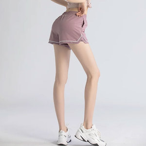 Jupe-short décontractée taille haute pour femme en mélange polyester/coton tricoté, teinte unie, avec poches et taille élastique, respirante - Product Image 3