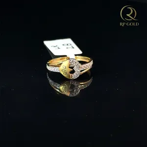 Elegant <b>gold</b> heart <b>ring</b> with sparkling stones stylish romantic jewelry for women perfect gift for anniversary and daily wear go - Product Image 1