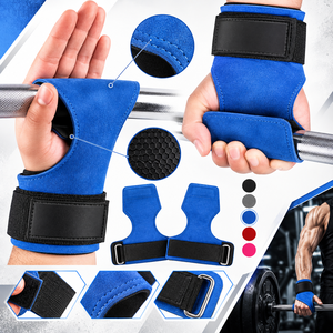 Sangles de poignet en cuir pour haltérophilie avec support de préhension en D, poignées de levage rembourrées réglables pour soulevés de terre, tractions et rameuses en salle de sport - Product Image 1