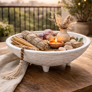 Cuenco de servir de papel maché estilo Art Déco de calidad premium, hecho a mano, decorativo para centro de mesa y regalo, con detalles metálicos. - Product Image 1