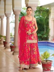 Nueva colección de adultos Ready-Made Salwar Kameez Real Chinon Bordado Trabajo Tamaño libre para fiestas Ropa india y pakistaní - Product Image 5