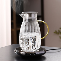 Carafe à eau en verre de 60 oz au design classique avec poignée en forme de citrouille, couvercle, passe au lave-vaisselle, pichet à eau en verre