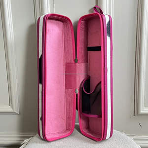 Support de Voyage de Luxe en Cuir de Vachette Gravé à Carreaux Roses pour Fer à Boucler et Lisseur, Organisateur de Coiffure Résistant à la Chaleur - Product Image 6