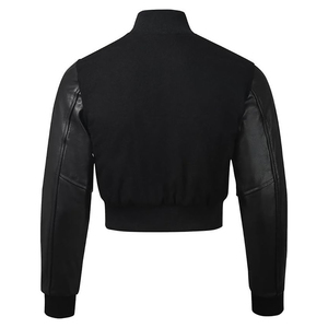 เสื้อแจ็คเก็ตครอปท็อปแบบวาร์ซิตี้สำหรับผู้หญิง ดีไซน์ล่าสุด แฟชั่นทันสมัย คอตั้ง หลายสี สามารถปรับแต่งได้ สำหรับขายออนไลน์ - Product Image 2