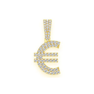 SHRAMAN DIAMOND Collar Unisex de Oro Sólido de 10K con Colgante Personalizado con Símbolo de Moneda Euro y Dijes de Piedra Natural, Joyería Fina, Regalos - Product Image 1