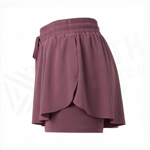 Shorts plissés taille haute pour femme, couleur unie, cordon de serrage, taille élastique, décontracté, pour l'été, en mousseline de soie - Product Image 3