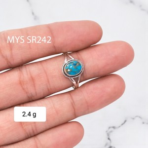 แหวนเงินแท้ 925 ประดับพลอยเทอร์ควอยซ์สีน้ำเงินทองแดง ราคาขายส่ง สำหรับผู้หญิง สาวๆ จำนวนมาก - Product Image 2