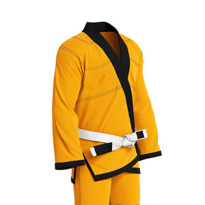 ชุดยูโดแบบทอสองชั้น ชุดบราซิลเลียนยิวยิตสู คุณภาพสูง สีเหลืองซักแล้ว แถบสีดำ ชุดคาราเต้ ชุดศิลปะการต่อสู้ - Product Image 3