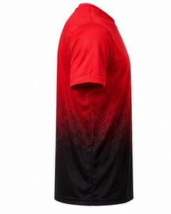 Camiseta de Hombre, Cuello Redondo, Manga Corta, Secado Rápido, Transpirable, Tejida, Casual, Lisa, Corte Regular, Color Rojo y Negro Degradado - Product Image 4