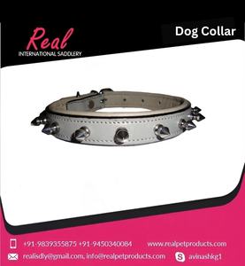 Meilleures décorations de rivets de qualité Collier de chien en cuir indien véritable disponible au prix de gros - Product Image 2