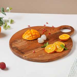 Plateau de service alimentaire en bois d'acacia massif, assiettes décoratives pour restaurant occidental et mariage, plateaux de service en bois pour couverts - Product Image 2