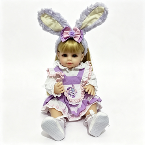 Poupée Reborn personnalisée pour fillette, poupée bébé réaliste en vinyle pleine grandeur, poupée Reborn réaliste avec des oreilles de lapin - Product Image 2