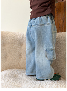 Pantalon cargo ample pour tout-petits garçons, style hip-hop, en coton, <span class=keywords><strong>jean</strong></span> unisexe, <span class=keywords><strong>jean</strong></span> baggy - Product Image 4