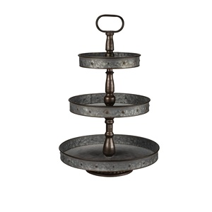 Soporte de metal sólido galvanizado de 3 niveles para pasteles, bandeja redonda estilo rústico para exhibir cupcakes, para el hogar, la cocina, bodas, eventos y fiestas. - Product Image 4