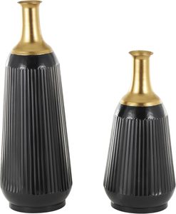 Ensemble de vases de sol modernes en métal noir et or, faits à la main, pièces maîtresses décoratives pour la décoration intérieure, hauteur 22,85 po et 30,40 po - Product Image 2