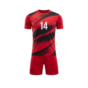 Uniforme de Fútbol Personalizado por Sublimación, Conjunto de Camiseta de Fútbol para Hombre, Rojo y Negro, Kit de Entrenamiento de Equipo, Logotipo Personalizado, Nombre y Número, Transpirable, OEM - Product Image 1