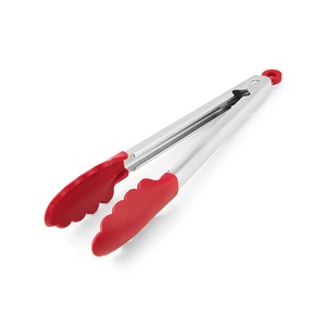 Pinces en acier inoxydable avec embouts en silicone rouge, résistantes à la chaleur jusqu'à 260°C, outil de cuisine pour la manipulation de la viande - Product Image 1